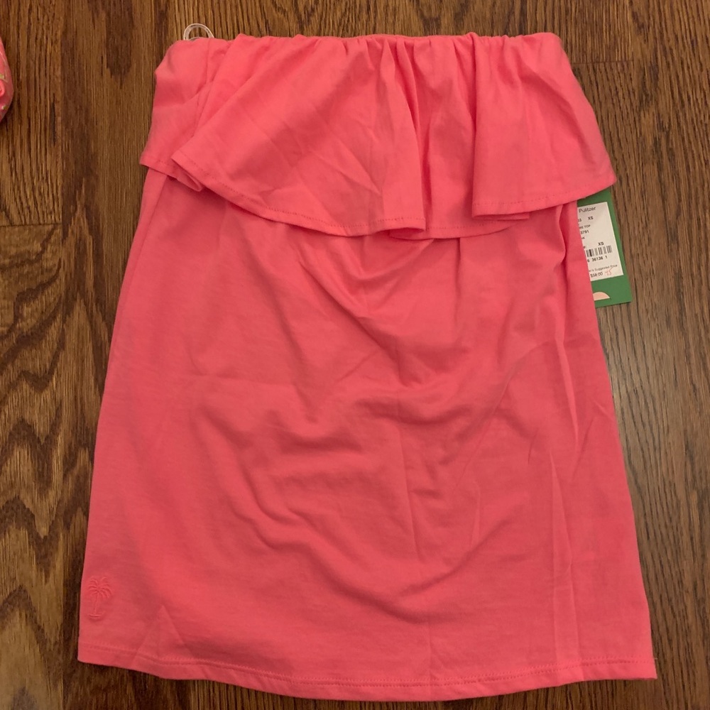 Lilly Pulitzer pink ruffle tube top